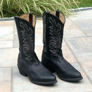 Durango Size 10D Black Leather Cowboy Boots